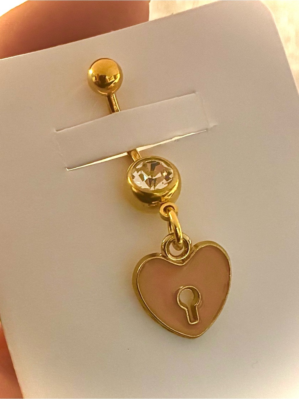 NAVEL BELLY RING heart key lock - Picture 2 of 7